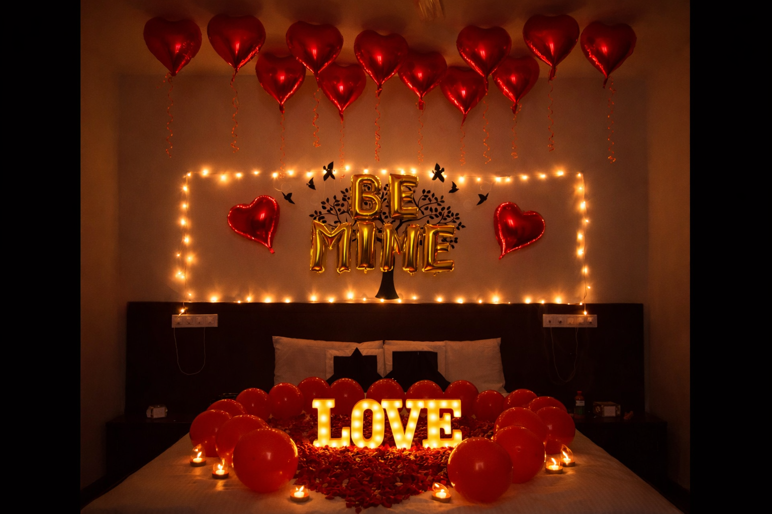 Be Mine Luxury Valentine Bedroom Setup
